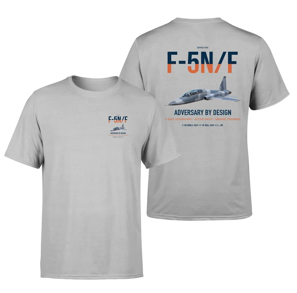 F-5N F Adversary design on light gray double-side t-shirt, double-side print