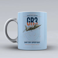 Thumbnail for Hawker Siddeley Harrier GR3 design on light blue ceramic mug, double-side print
