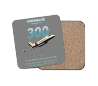 Thumbnail for Bombardier Challenger 300 design on gray 1 piece coaster