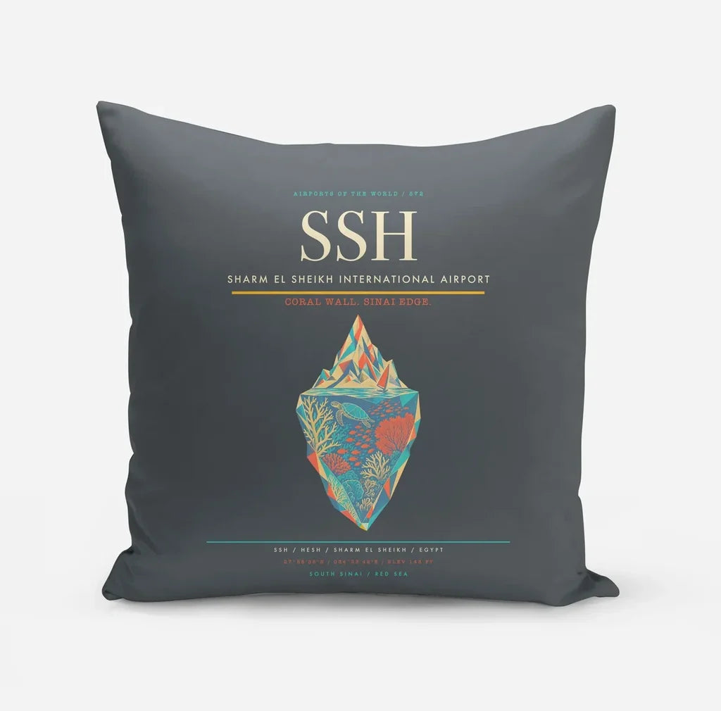 Sharm El Sheikh International Airport (SSH) design on gray pillow