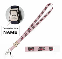 Thumbnail for Amazing 737 Max seat belt lanyard - pink with name