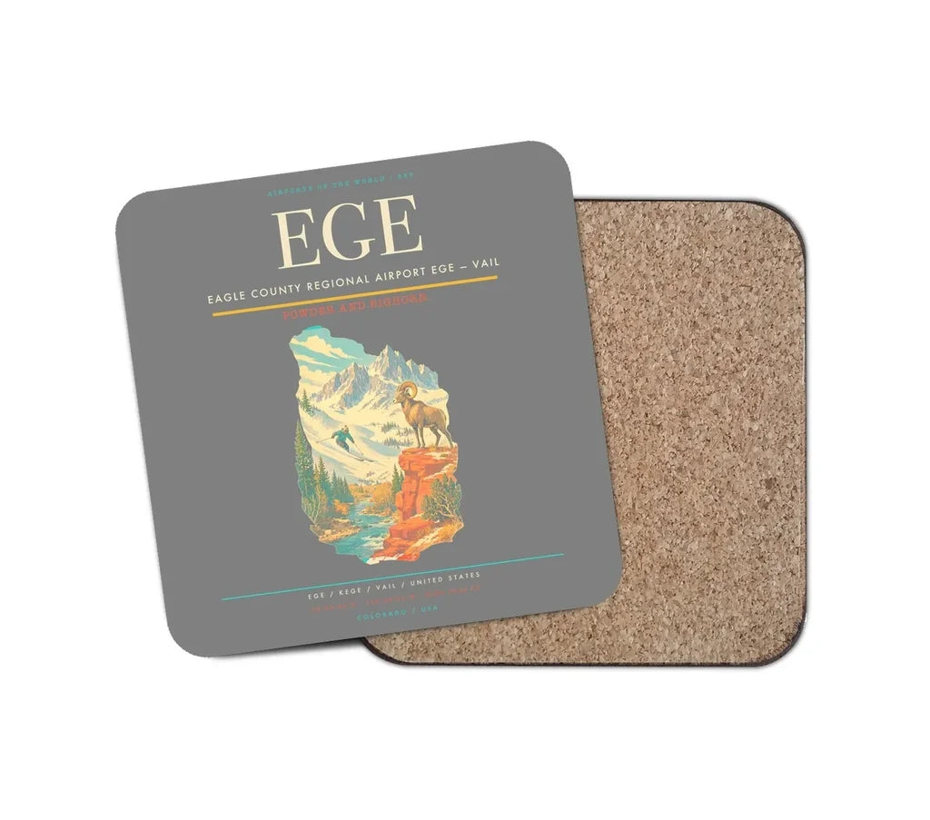 Eagle County Regional Airport (EGE) design on gray 1 piece coaster