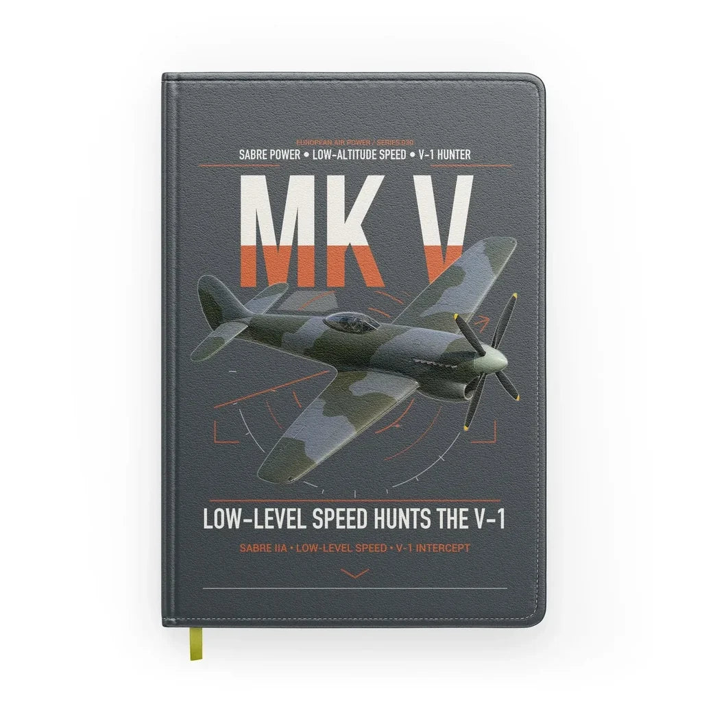 Hawker Tempest Mk V design on gray notebook