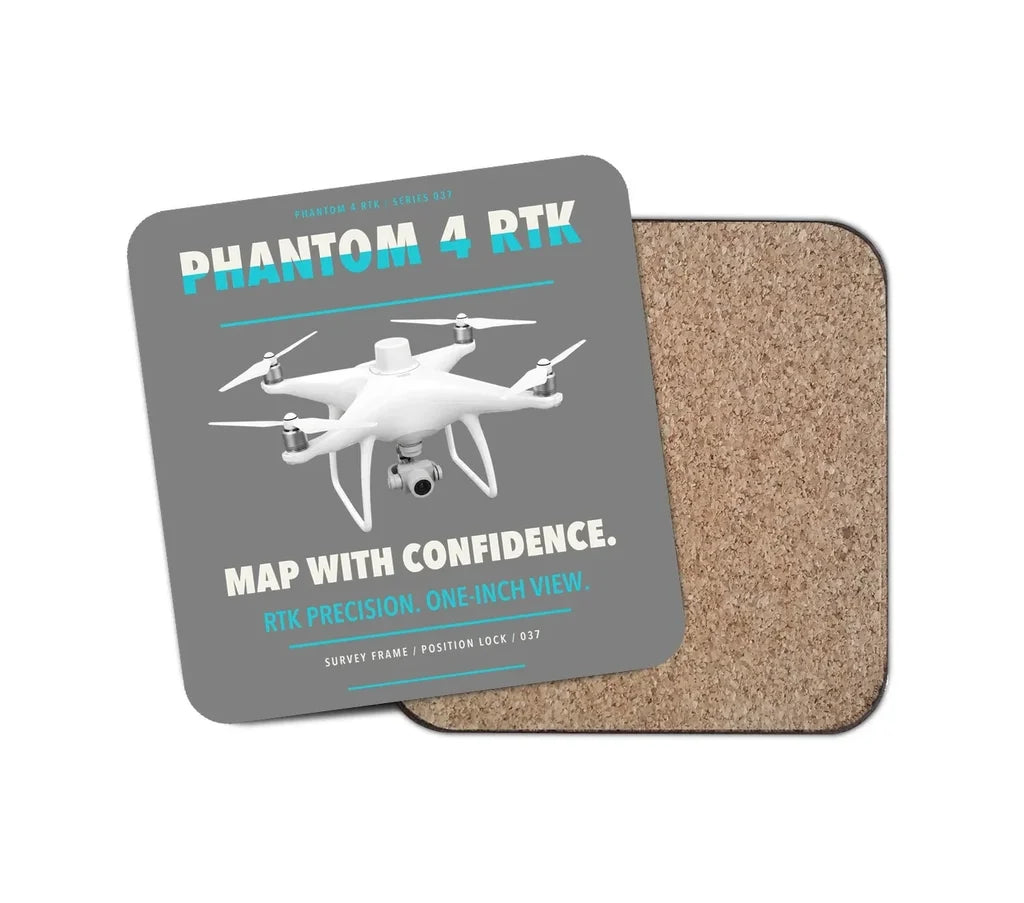 DJI Phantom 4 RTK design on gray 1 piece coaster