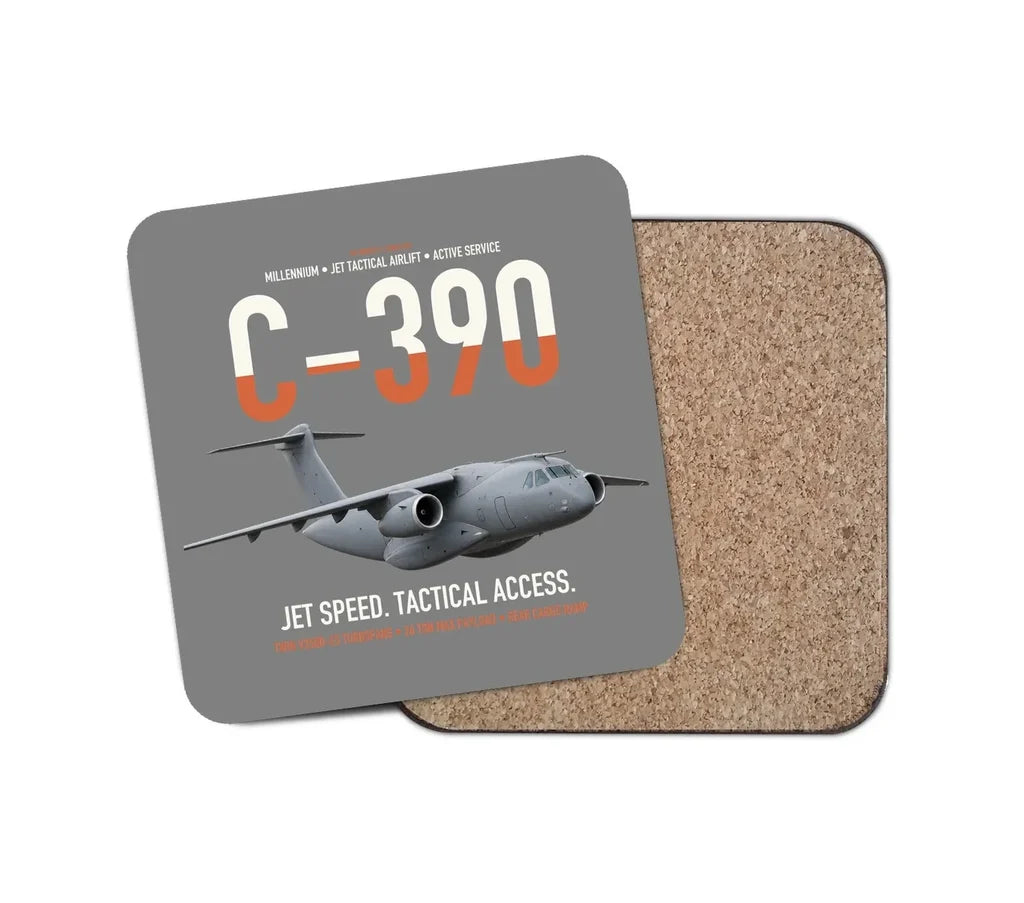 C-390 Millennium design on gray 1 piece coaster
