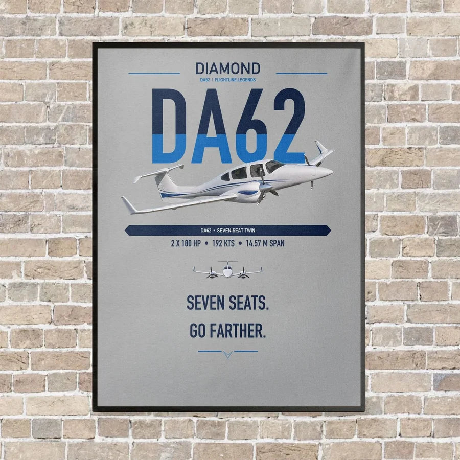 Diamond DA62 vertical canvas print - framed - light gray background