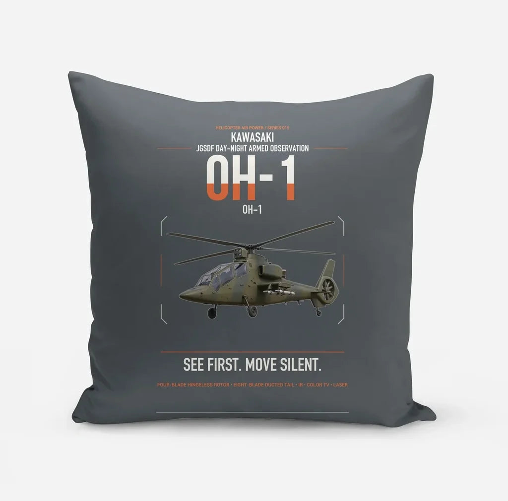 Kawasaki OH-1 design on gray pillow