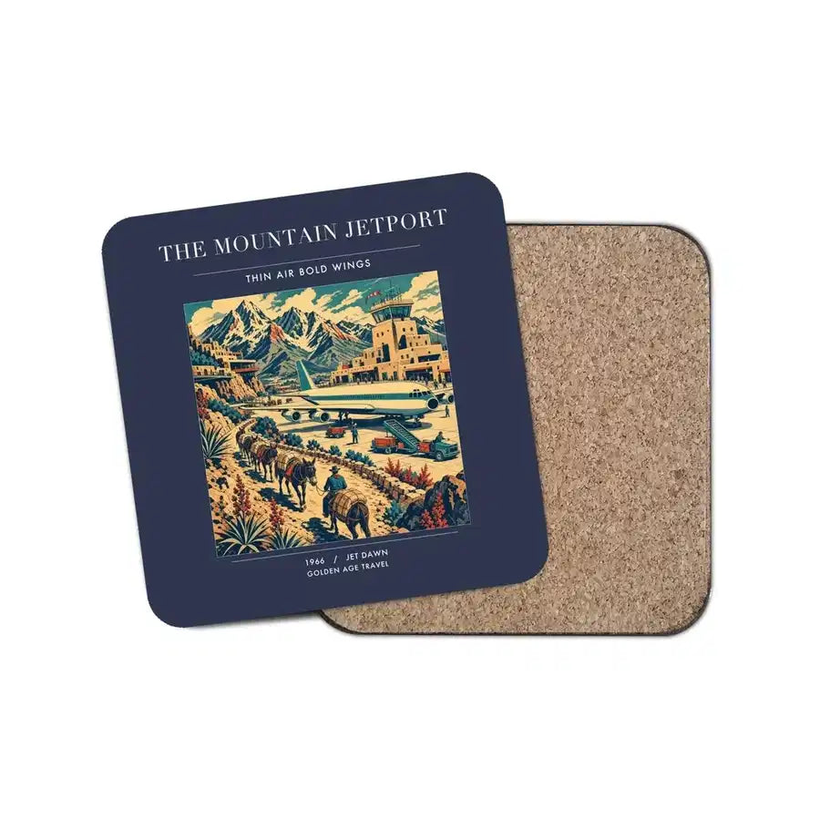 The Mountain Jetport - Designed Coasters design on navy blue 1-piece