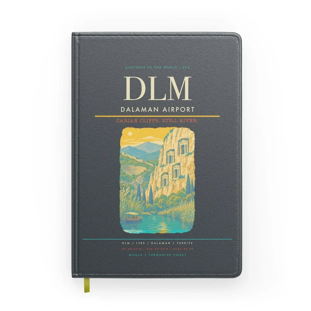 Dalaman Airport (DLM) design on gray notebook