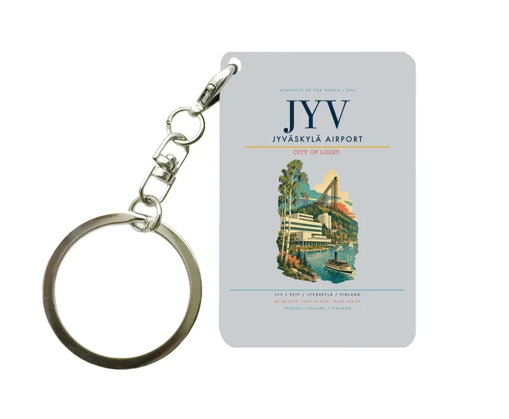 Jyväskylä Airport (JYV) design on light gray key chain