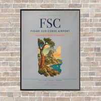 Thumbnail for Figari Sud-Corse Airport FSC vertical canvas print - framed - light gray background