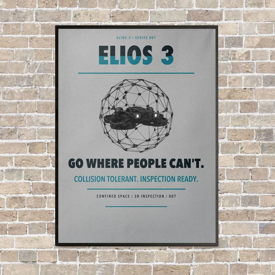 Flyability Elios 3 vertical canvas print - framed - light gray background