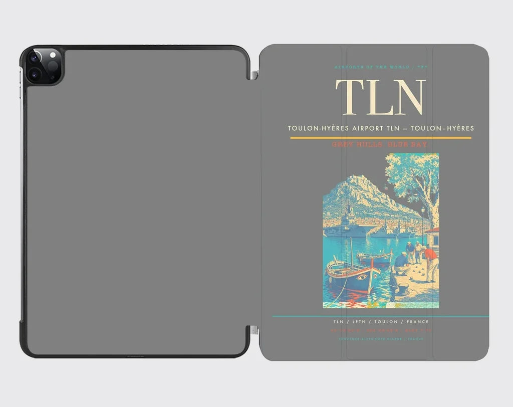 Toulon-Hyères Airport (TLN) design on gray ipad tablet case