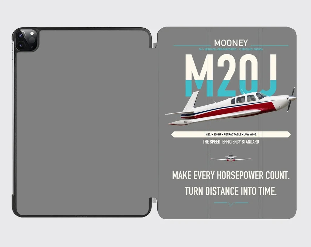 Mooney M20J 201 design on gray ipad tablet case