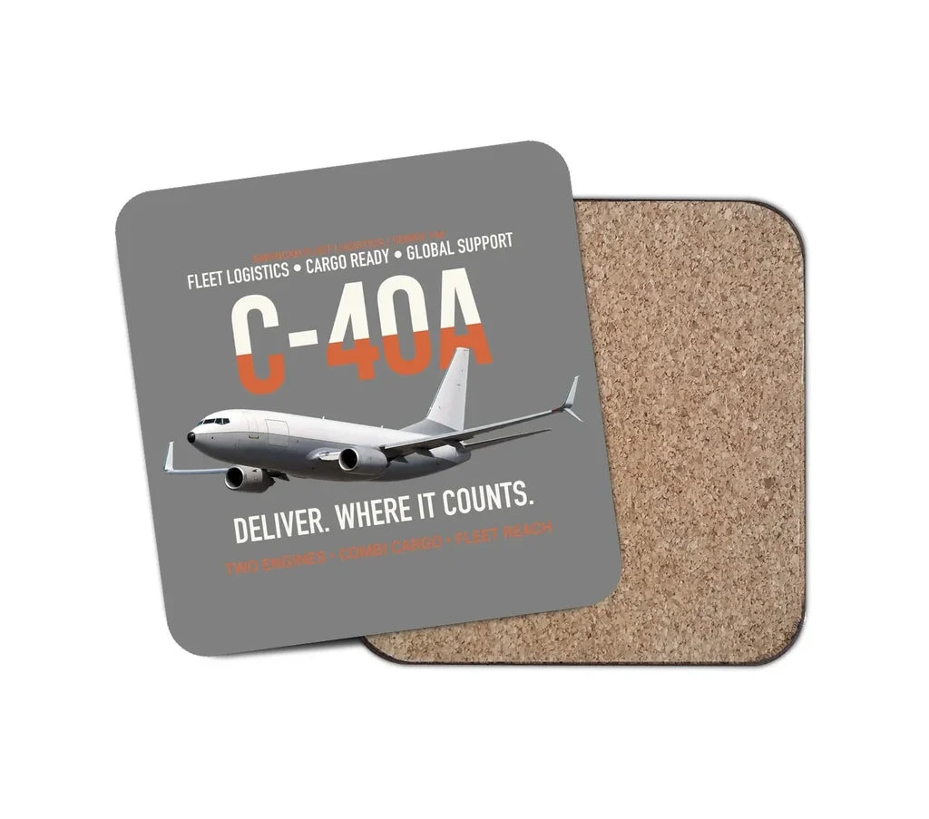 C-40A Clipper Fleet Logistics Ready design on gray 1 piece coaster