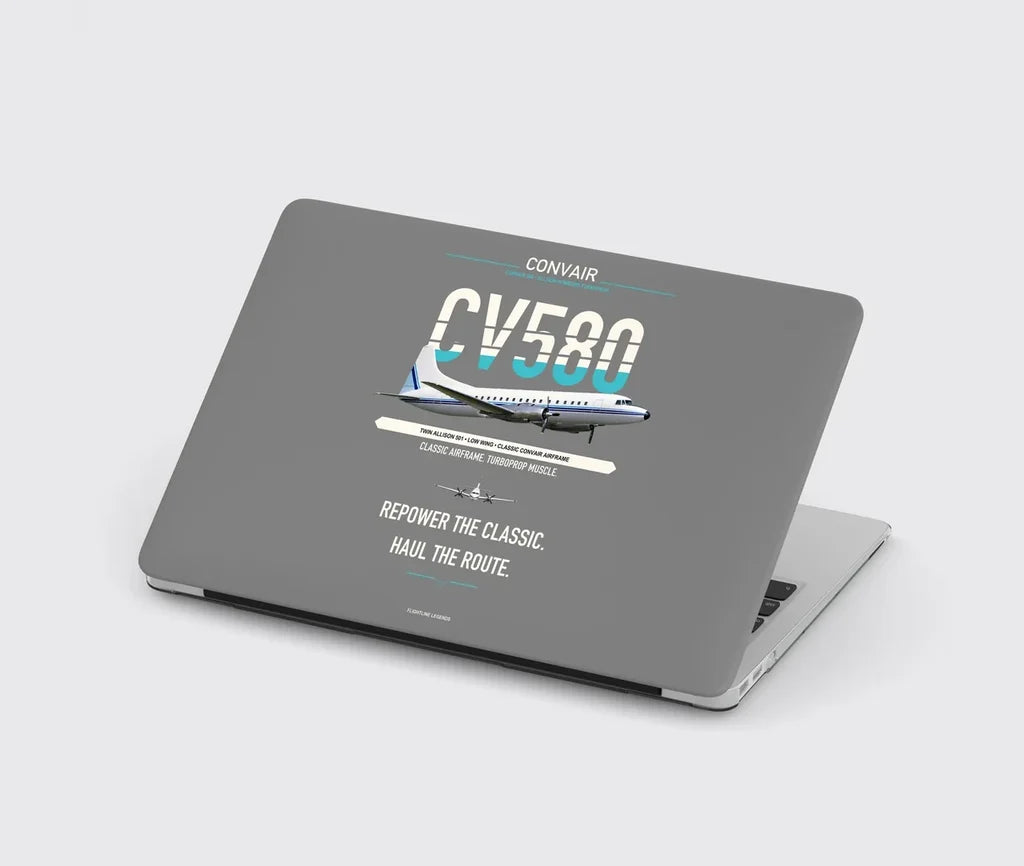 Convair 580 design on gray MacBook case