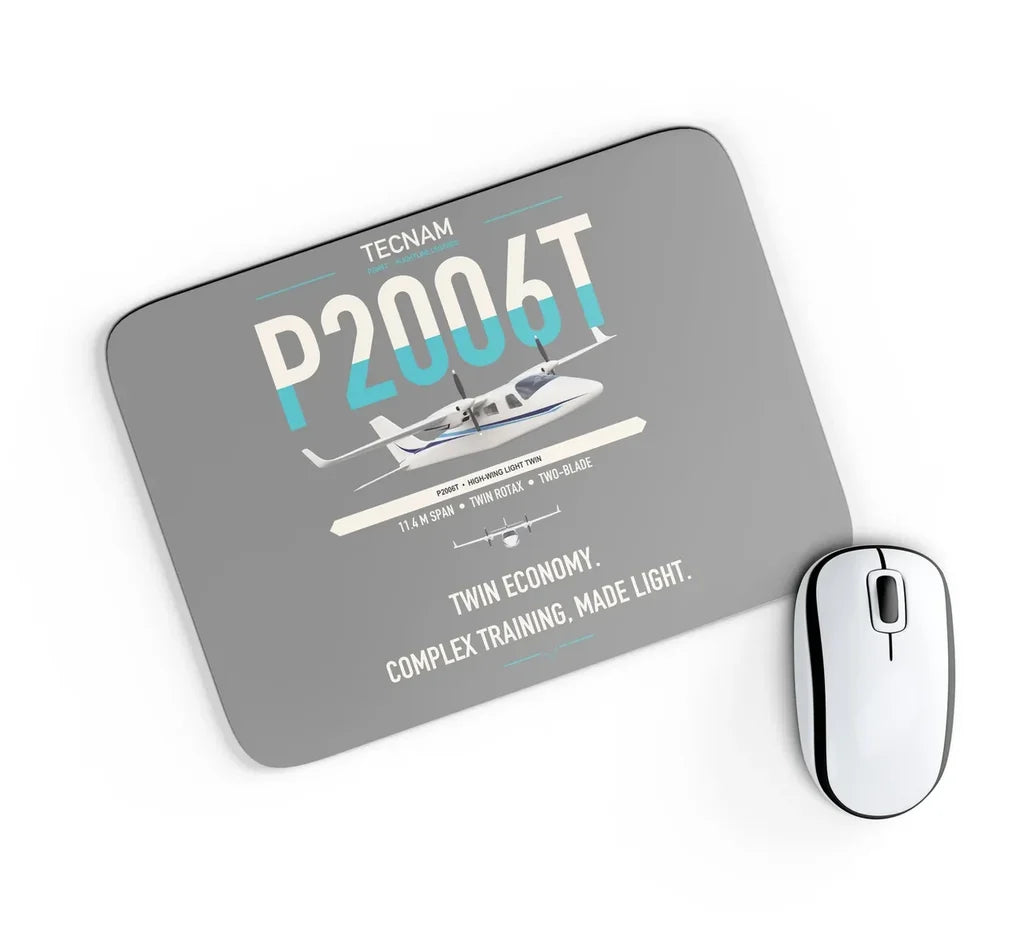 Tecnam P2006T design on gray rectangle mouse pad