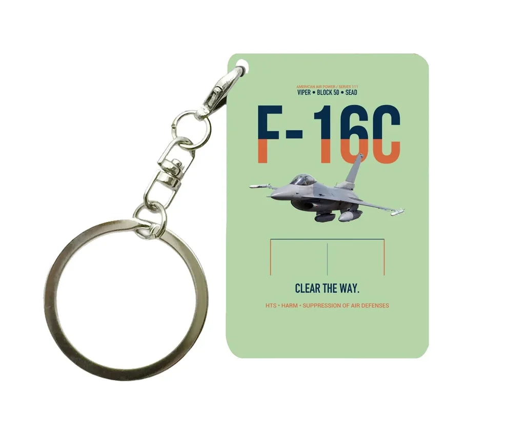 F-16C FIGHTING FALCON Key Chain design on light green key chain