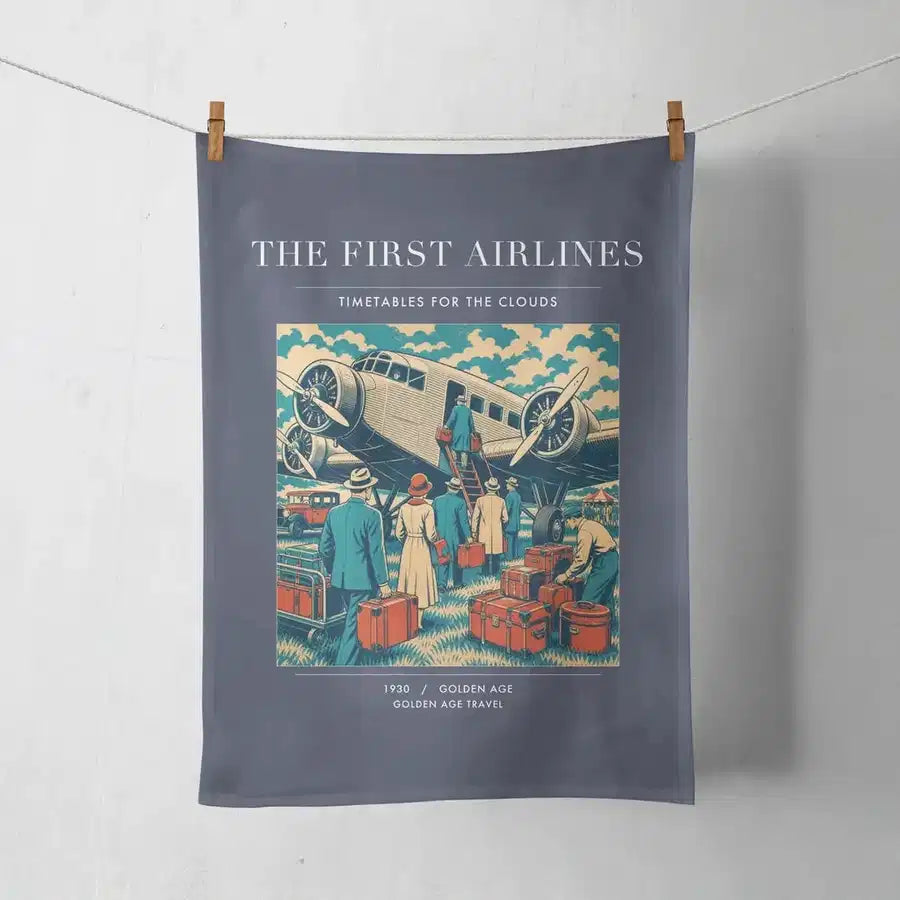 VINTAGE G4048 - The First Airlines - Designed Towels design on navyblue