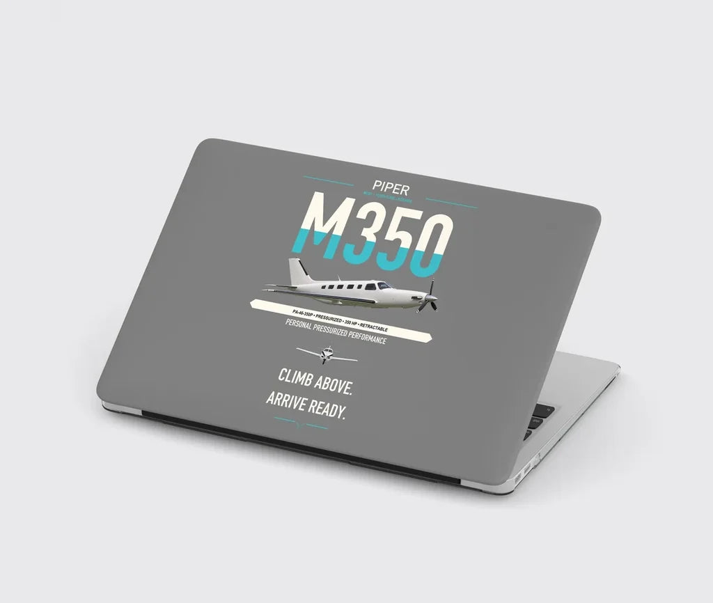 Piper M350 design on gray MacBook case