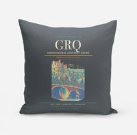 Thumbnail for Groningen Airport Eelde (GRQ) design on gray pillow