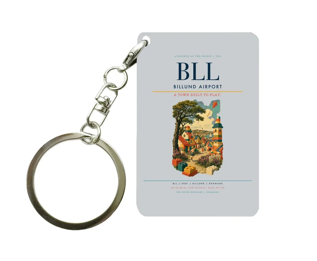 Billund Airport (BLL) design on light gray key chain