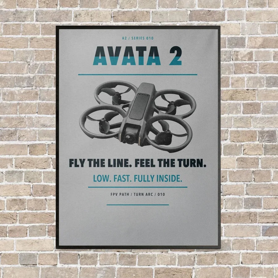 DJI Avata 2 vertical canvas print - framed - light gray background