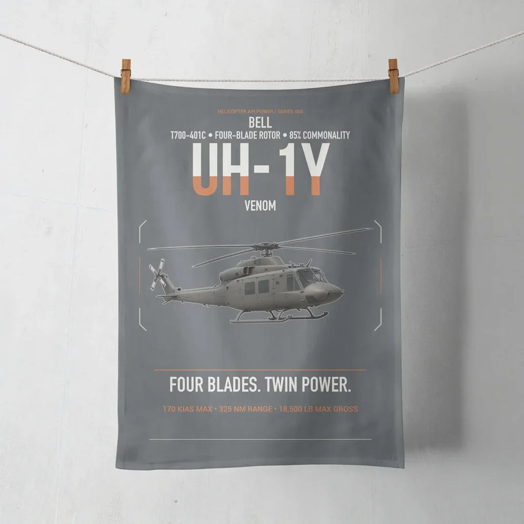 Bell UH-1Y Venom design on gray towel