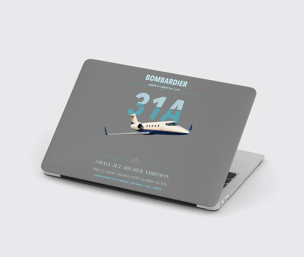 Bombardier Learjet 31A design on gray MacBook case
