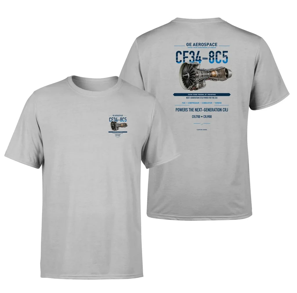 CF34-8C5 design on light gray t shirt