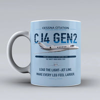 Thumbnail for Cessna Citation CJ4 Gen2 design on light blue ceramic mug, double-side print