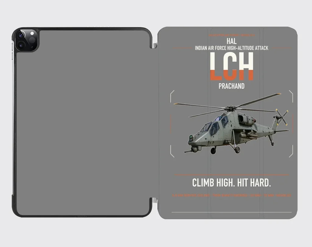HAL LCH Prachand design on gray ipad tablet case