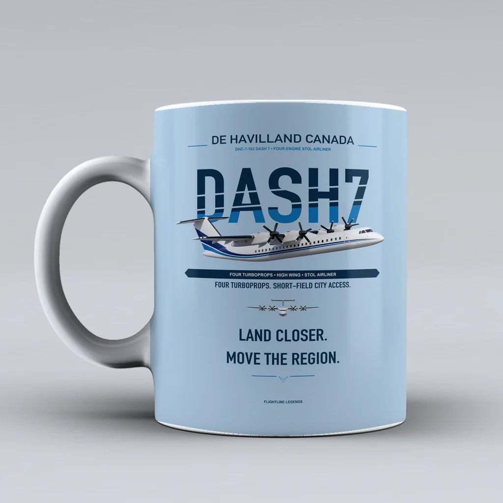 Havilland Canada DHC-7-102 Dash 7 Mug design on light blue de