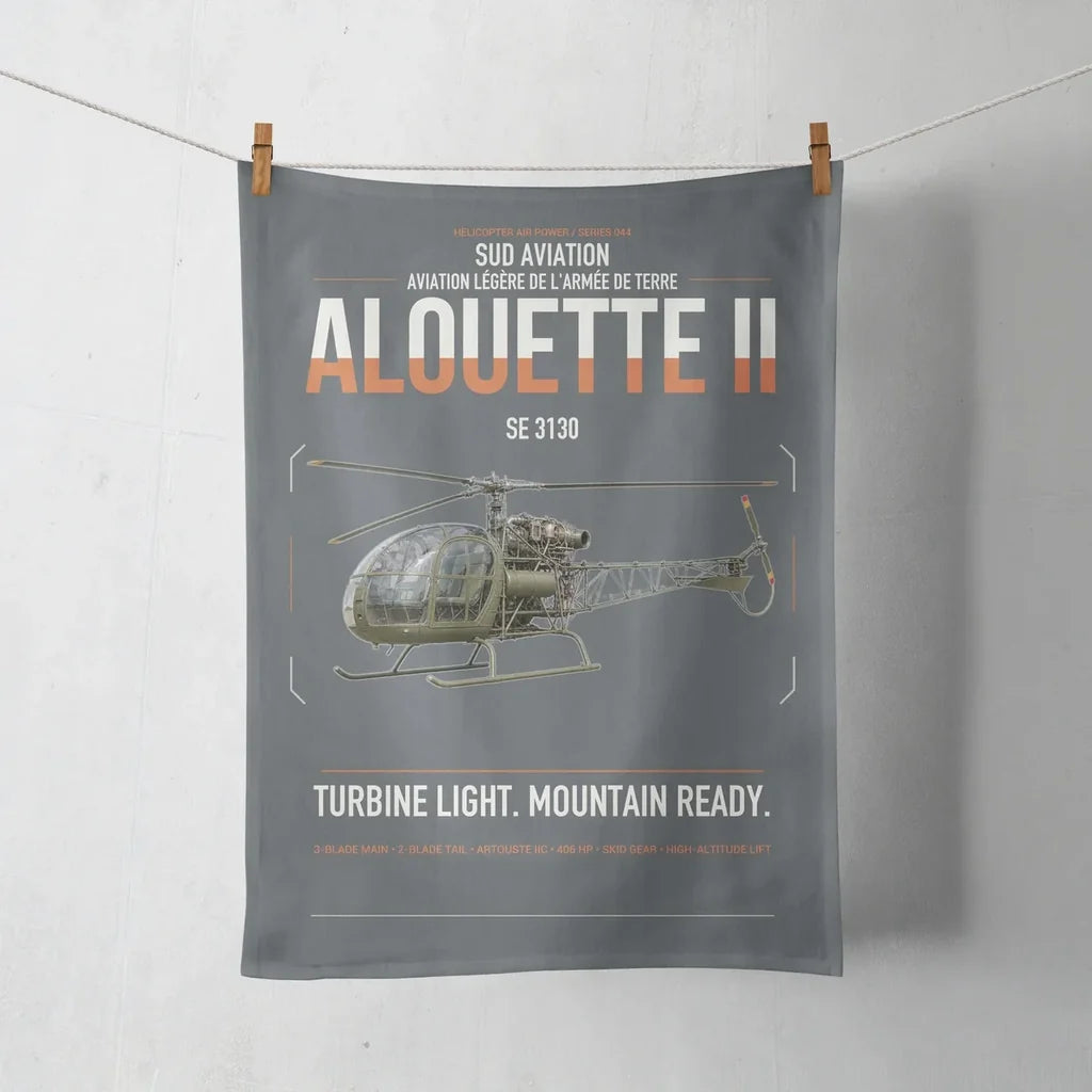 Sud Aviation SE 3130 Alouette II design on gray towel
