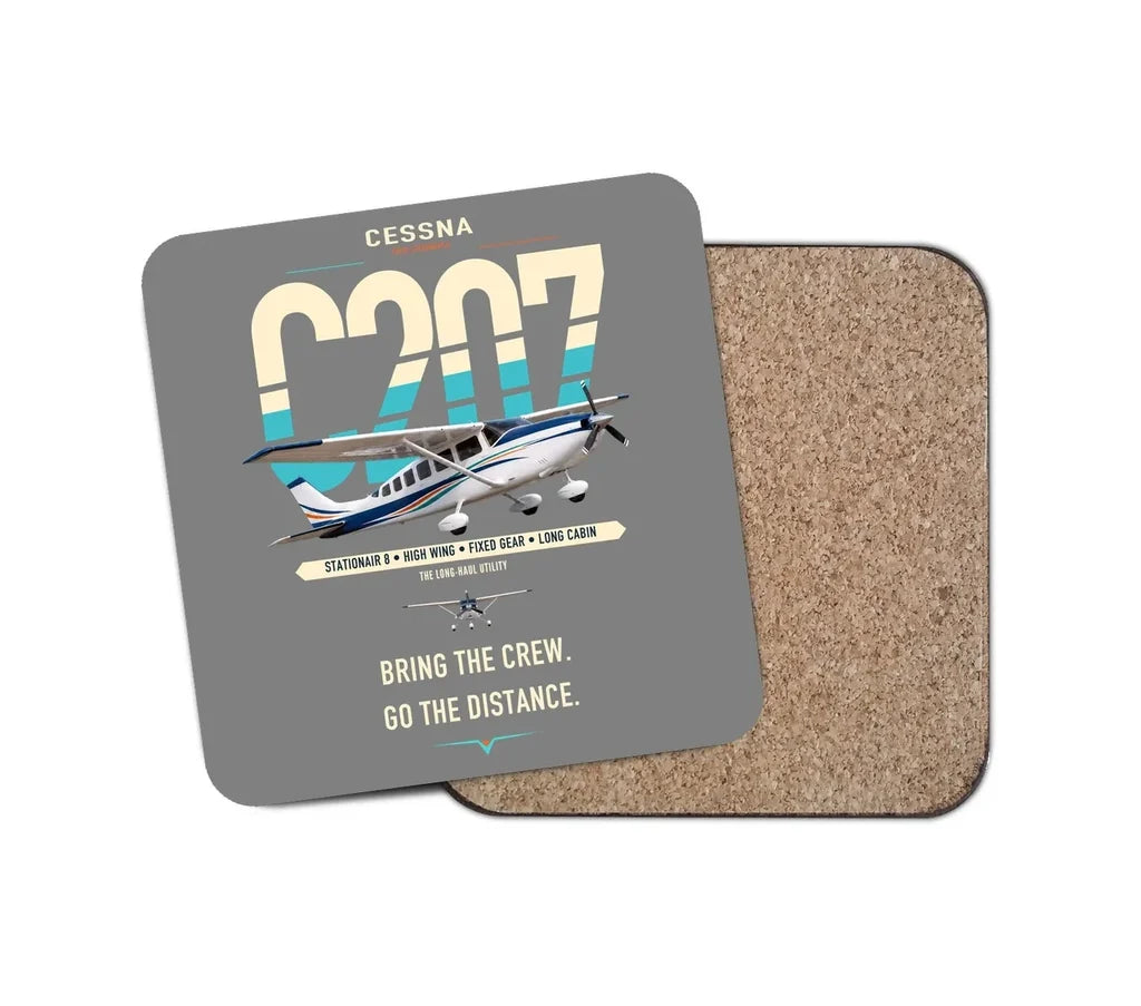 Cessna T207A Stationair 8 design on gray 1 piece coaster