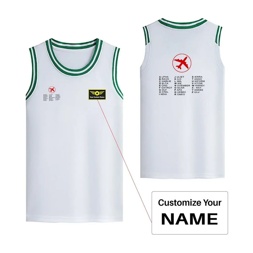 Aviation Alphabet 2 Designed Basketball Style Sports Tank Tops - view 11
