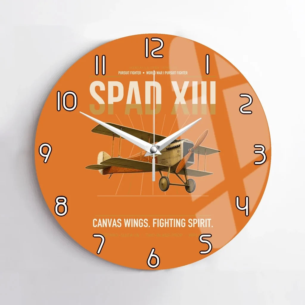 SPAD XIII design on orange no frame wall clock