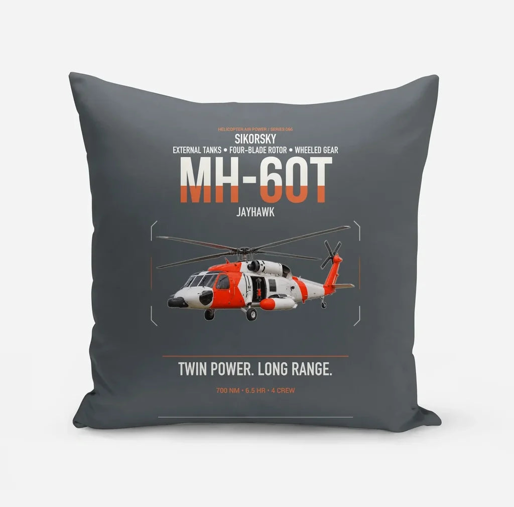 Sikorsky MH-60T Jayhawk design on gray pillow