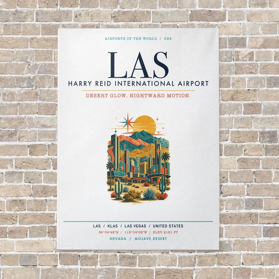 Harry Reid International Airport Las Vegas LAS vertical canvas print - no frame - white background