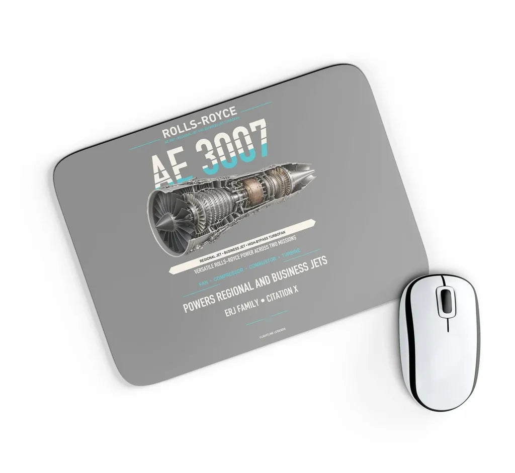 AE 3007 design on gray rectangle mouse pad