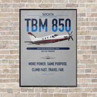 Thumbnail for Socata TBM 850 vertical canvas print - framed - light gray background