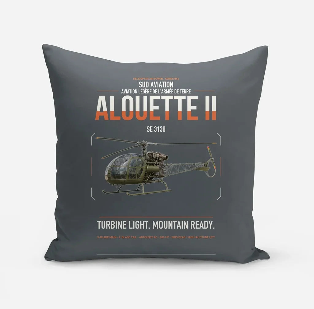 Sud Aviation SE 3130 Alouette II design on gray pillow