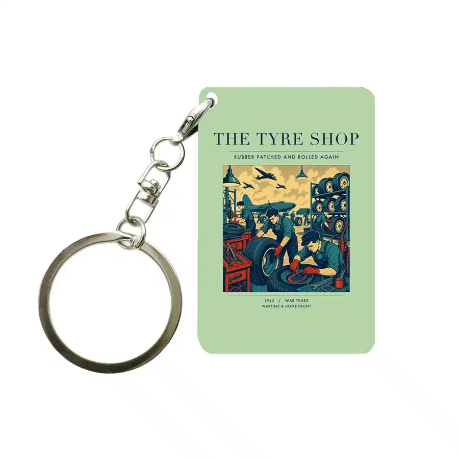 VINTAGE G4535 - The Tyre Shop - Designed Key Chain design on lightgreen