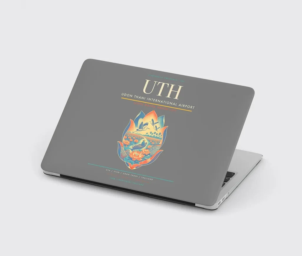 Udon Thani International Airport (UTH) design on gray MacBook case