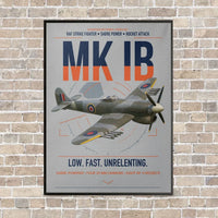 Thumbnail for Hawker Typhoon Mk IB vertical canvas print - framed - light gray background