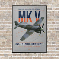 Thumbnail for Hawker Tempest Mk V vertical canvas print - framed - light gray background