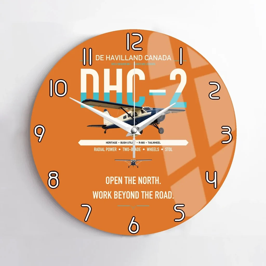 DHC-2 Beaver Mk I design on orange no frame wall clock