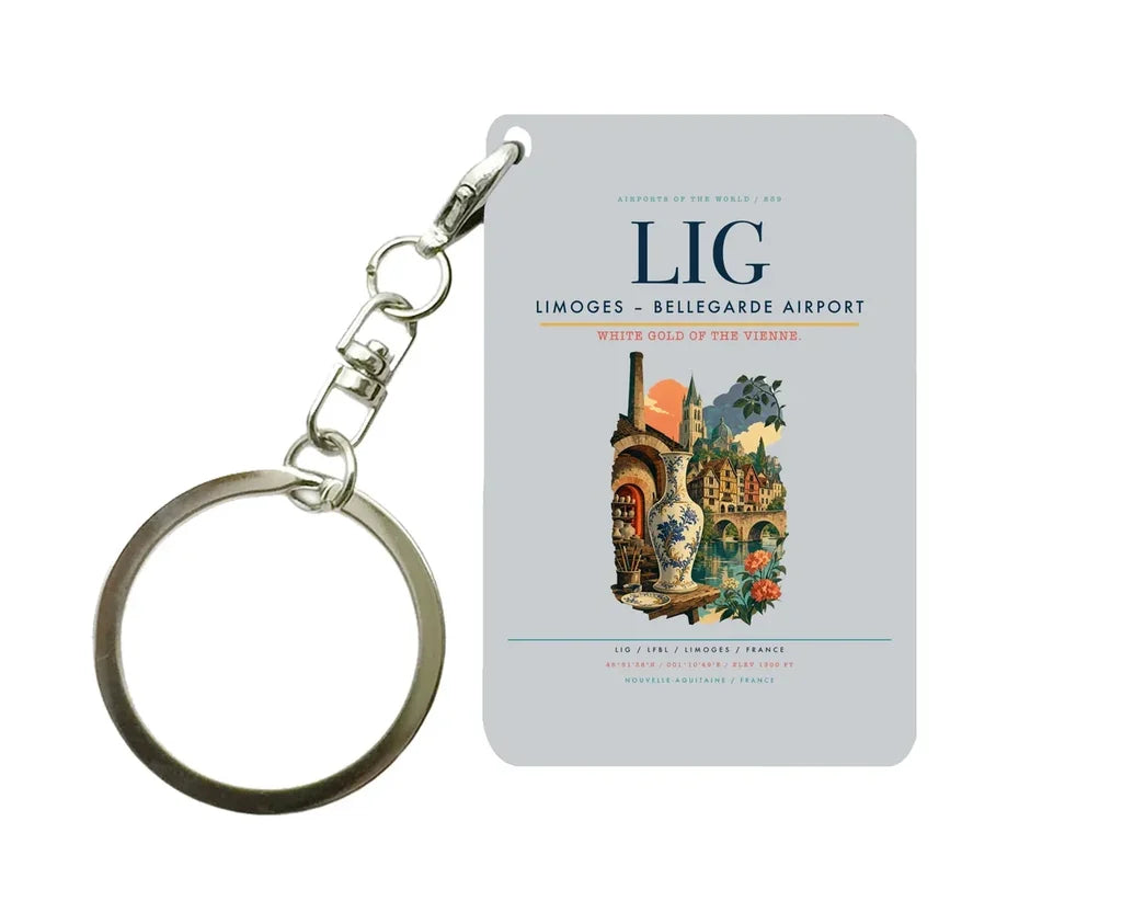 Limoges – Bellegarde Airport (LIG) design on light gray key chain