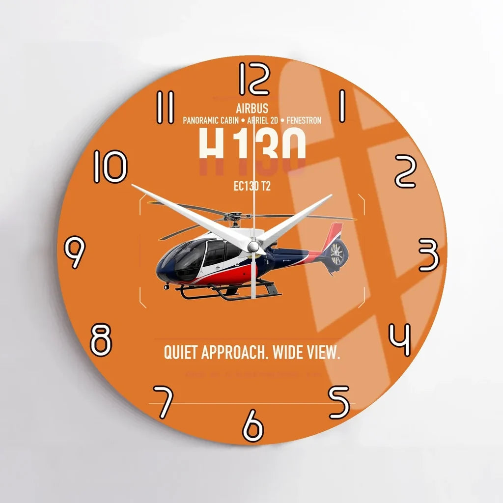 Airbus H130 design on orange no frame wall clock