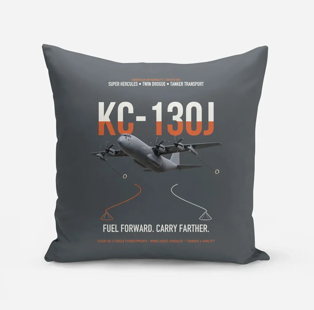 KC-130J SUPER HERCULES design on gray pillow